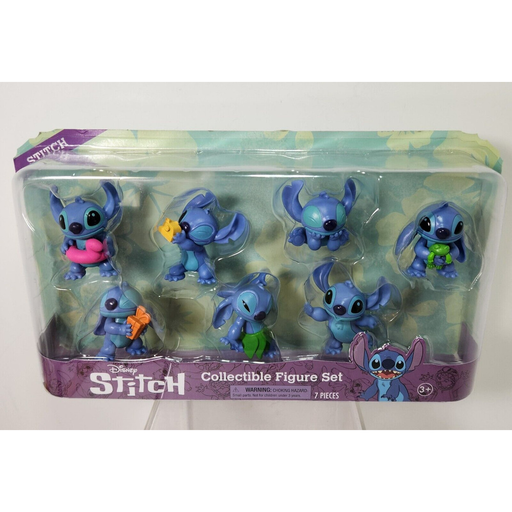 DISNEY STITCH 7 piece 2" Toy Figures 2022 Hula Floaty Frog Camera Cake Toppers